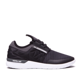 Supra Mens FLOW RUN EVO Low Top Shoes Black/Dk Grey/white | US-13326